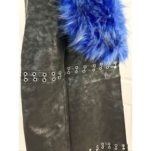 Current Mood Dolls Kill Jewel Of Jersey Faux Fur Rivets Jacket Trench Coat L NWT - Picture 5 of 7